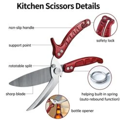 Kitchen Scissors Heavy Duty,Shears All Purpose Dishwasher Safe,Stainless Steel Multi-function Poultry Shears,Sharp Cooking Scissors For Chicken,Fish,Raptor,Meat,Turkey,Seafood,Crab,Bone (Burgundy) 12 Kitchen Scissors Heavy Duty,Shears All Purpose Dishwasher Safe,Stainless Steel Multi-function Poultry Shears,Sharp Cooking Scissors For Chicken,Fish,Raptor,Meat,Turkey,Seafood,Crab,Bone (Burgundy) -KitchenAid Shop 51F2MMy3WmL