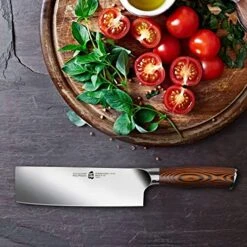 Nakiri Knife - Vegetable Cleaver Kitchen Knives - Japanese Chef Knife German X50CrMoV15 Stainless Steel - Pakkawood Handle - 6.5" - Fiery Series -KitchenAid Shop 51F3I9d6JRL