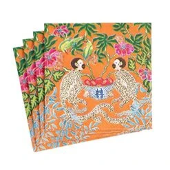 Monkeys Paper Cocktail Napkins In Orange - Two Packs Of 20