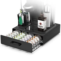 Storage Drawer For Bartesian Pods, ZECENN Cocktail Pod Holder For Bartesian Capsules Compatible With Bev By BLACK+DECKER Cocktail Machine, Hold 36 Pods, Countertop Organizer Bar Accessories- Black