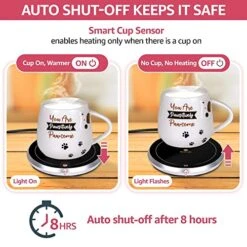 Silver Mug Warmer & Cute Dog Coffee Mug With Lid Set For Coffee Lovers; Excellent Heating, Auto Shut-Off, 2 Temperatures; Coffee & Tea Gift Set, Tea Warmer, Coffee Warmer -KitchenAid Shop 51F9xexTCKL