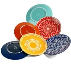 Salad Plates - Dish Set Of 6 Cute Colorful Porcelain Stoneware Dinnerware, Great For Dessert, Appetizers, Small Dinner, Serving Dishes For Entertaining, Microwave Safe, 8.5 Inch Diameter 13 Salad Plates - Dish Set Of 6 Cute Colorful Porcelain Stoneware Dinnerware, Great For Dessert, Appetizers, Small Dinner, Serving Dishes For Entertaining, Microwave Safe, 8.5 Inch Diameter -KitchenAid Shop 51FAClS72zL