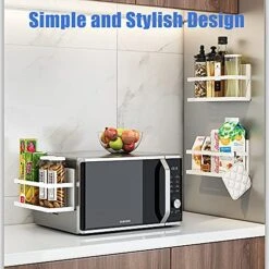 Gerguirry Magnetic Spice Racks White, Magnetic Shelves For Refrigerator Kitchen Shelf Organizers And Storage With 4 Removable Hooks Easy To Install（2 Pack -KitchenAid Shop 51FAZ190xrS