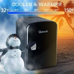 Mini Fridge Portable AC/DC Powered Thermoelectric System Cooler And Warmer 4 Liter/6 Can For Cars, Homes, Offices, And Dorms,Black (Renewed)