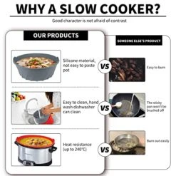 Slow Cooker Liners Crock Pot Liners - 2 Pack Silicone Reusable Slow Cooker Liners Fit 6 7 8 Quarts Oval Round Pot Slow Cookers Crock Pot Liners -KitchenAid Shop 51FGF5Wt0bL