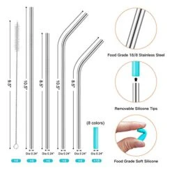 Set Of 16 Reusable Stainless Steel Straws With Travel Case Cleaning Brush Silicone Tips Eco Friendly Extra Long Metal Straws Drinking For 20 24 30 Oz Tumbler 13 Set Of 16 Reusable Stainless Steel Straws With Travel Case Cleaning Brush Silicone Tips Eco Friendly Extra Long Metal Straws Drinking For 20 24 30 Oz Tumbler -KitchenAid Shop 51FOdsfZFqL