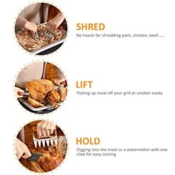 Metal Meat Shredder Claws, 18/8 Stainless Steel Meat Forks With Wooden Handle For Shredding, Pulling, Handing, Lifting & Serving Pork, Turkey, Chicken, Brisket -KitchenAid Shop 51FOlCDpsbL