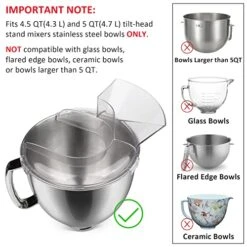 FIRJOY Pouring Shield For KitchenAid 4.5 And 5 Quart Stainless Steel Bowls ONLY - Secure Fit Splash Guard Accessory For KitchenAid Tilt-Head Stand Mixers (Clear) -KitchenAid Shop 51FRI4RSzwL