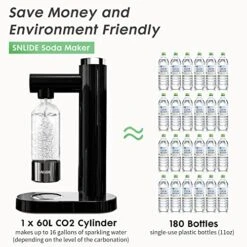 Soda Maker, Soda Water Machine With 1L BPA Free Pet Bottle & DIY Stickers, Easy To Operate, Sparkling Water Maker For Home, With One 60L CO2 Exchange Carbonator -KitchenAid Shop 51FS7y63jnL