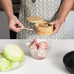 Bamboo Salt And Pepper Bowl Box - 2 Compartments Container Salt Cellar Storage - Built-in Mini Spoon For Salt & Pepper Keeper - Swivel Lid With Magnet To Keep Dry -KitchenAid Shop 51FTYrhVk9L