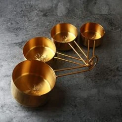 10 Piece Gold Cooking And Baking Utensil Set Stainless Steel: 4 Pcs Measuring Cups, 4 Pcs Measuring Spoons, 12" L Whisk, 4" W Flat Fine Mesh Strainer Sieve -KitchenAid Shop 51FXO592CBL