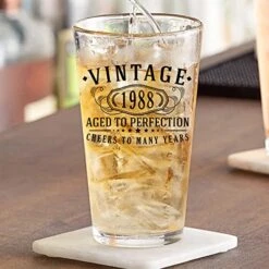 Vintage 1988 Printed 16oz Pint Beer Soda Pub Glass - Aged To Perfection - 35th Birthday Gifts For Him Men - 35 Years Old Decorations Anniversary For Her Women 19 Vintage 1988 Printed 16oz Pint Beer Soda Pub Glass - Aged To Perfection - 35th Birthday Gifts For Him Men - 35 Years Old Decorations Anniversary For Her Women -KitchenAid Shop 51FYSCigyrL