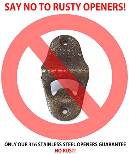 Grade Rust Proof 316 Stainless Steel Wall Mounted Bottle Opener W/ 316 Stainless Steel Mounting Screws. Perfect For Restaurants, Bars, Boats, Patios, Outdoors Or Indoors. 4 Grade Rust Proof 316 Stainless Steel Wall Mounted Bottle Opener W/ 316 Stainless Steel Mounting Screws. Perfect For Restaurants, Bars, Boats, Patios, Outdoors Or Indoors. - Image 2