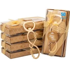 Love Forever Bottle Opener Wedding Party Favors For Guest Souvenir Bridal Shower Return Present Birthday Party Decorations And Supplies (Gold)