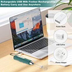 Handheld Milk Frother With 3 Heads - 3 Speed Adjustable Foam Maker Blender, USB Rechargeable Mini Drink Mixer Whisk & Coffee Foamer Wand For Lattes, Matcha And Hot Chocolate -Green -KitchenAid Shop 51FiA5bw6XL