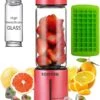 Portable Smoothie Blender ROSEVIEW Glass Cordless Mini Shakes Cup Blend For Smoothies USB Rechargeable Battery Juicer 2 Speed Handheld Personal Travel Mixer (Rose Red) -KitchenAid Shop 51FmGCflQIL