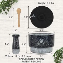 Mortar And Pestle Set (Large) | Gray Marble | Stone Spice Grinder | 2.1 Cup Capacity | 5.5 Inch | Reversible | Molcajete Mexicano | Guacamole, Pesto, Spices | Large Mortar & Pestles | Gift Set 12 Mortar And Pestle Set (Large) | Gray Marble | Stone Spice Grinder | 2.1 Cup Capacity | 5.5 Inch | Reversible | Molcajete Mexicano | Guacamole, Pesto, Spices | Large Mortar & Pestles | Gift Set -KitchenAid Shop 51Fo2noosJL