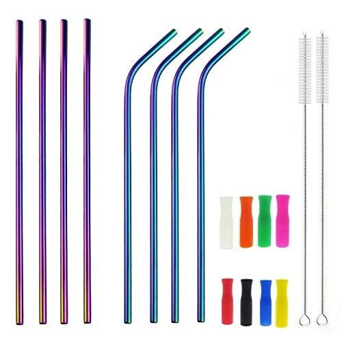 12 Inch Colorful Stainless Steel Straws, 8pcs Ultra Long Reusable Rainbow Color Metal Drinking Straws With Silicone Tips And Cleaning Brush For Big Tumblers 3 12 Inch Colorful Stainless Steel Straws, 8pcs Ultra Long Reusable Rainbow Color Metal Drinking Straws With Silicone Tips And Cleaning Brush For Big Tumblers