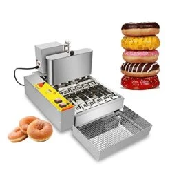 Commercial 6 Rows Automatic Donut Maker Machine, 9.5L Hopper Electric Frying Mini Donuts Maker With Moulds, Stainless Steel Doughnut Making Machine With Intelligent Control Panel (2250PCS/H)