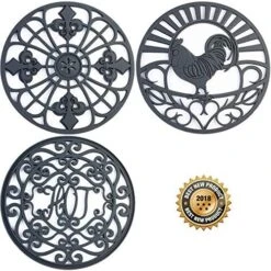 Silicone Trivet For Hot Dishes, Pots & Pans - Decorative Non Slip Mat Comes In 3 Different Country Designs - Protective Pads For Kitchen Counter (7.5 Inch Round, Set Of 3, Black) 17 Silicone Trivet For Hot Dishes, Pots & Pans - Decorative Non Slip Mat Comes In 3 Different Country Designs - Protective Pads For Kitchen Counter (7.5 Inch Round, Set Of 3, Black) -KitchenAid Shop 51G0egPpDbL. AC