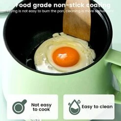 Electric Hot Pot With Steamer, Non-stick Mini Electric Cooker, 1.7L Rapid Multi-Functional Electric Skillet Dual Power Control For Home Dorm Noodles Soup Porridge Dumplings Eggs (Green) -KitchenAid Shop 51G0tspwnuL