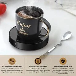 Coffee Mug Warmer And Smart Cup Warmer,Mug Warmer For Desk,Electric Beverage Warmer With 3 Temperature Settings With Auto On/Off, Auto Power-Off Protection, Candle Wax Cup Warmer Heating Plate -KitchenAid Shop 51G3biDwKbL