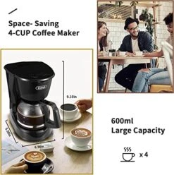 4 Cups Small Coffee Maker, Compact Coffee Machine With Reusable Filter, Warming Plate And Coffee Pot For Home And Office -KitchenAid Shop 51GdxnZc74L