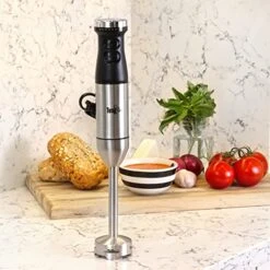 Total Chef Hand Blender, Variable Speed Immersion Blender, 225W With Turbo Boost, Black And Silver, Ergonomic Handle, Stainless Steel Blade, Blend, Mix, Puree Soups, Smoothies And Dips, Easy To Clean -KitchenAid Shop 51GiTAr3y8L