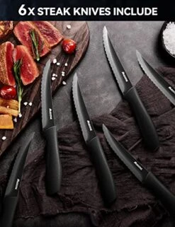 Knife Set, 17 Pieces German Stainless Steel Kitchen Knife Set, Include Kitchen Accessories, Black 12 Knife Set, 17 Pieces German Stainless Steel Kitchen Knife Set, Include Kitchen Accessories, Black -KitchenAid Shop 51GnhLkuctL