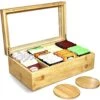Premium High-end 100% Natural Bamboo Tea Box With 2 Coasters - Wooden Tea Organizer - Tea Bag Organizer Wooden Storage Box - 8 Adjustable Compartments - Clear Lid - Magnet Closure 2 Premium High-end 100% Natural Bamboo Tea Box With 2 Coasters - Wooden Tea Organizer - Tea Bag Organizer Wooden Storage Box - 8 Adjustable Compartments - Clear Lid - Magnet Closure -KitchenAid Shop 51GrQfEBHPL