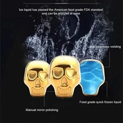 Bullet Whiskey Stones Steel Ice Cubes, Stainless Steel Skull Ice Cube Wine Beer Ice Cooler, Kitchen Drink Tools Gadgets (Golden Gift Box A) -KitchenAid Shop 51GtHgj495L