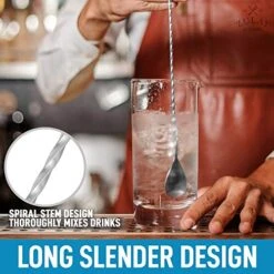 Premium 12 Inch Stainless Steel Cocktail Spoon - Long Attractive Spiral Design For Layering Drinks - Bar Spoon & Cocktail Mixing Spoon For Cocktail Shakers, Tall Cups & Pitchers (Silver) -KitchenAid Shop 51GtkHt7YsL