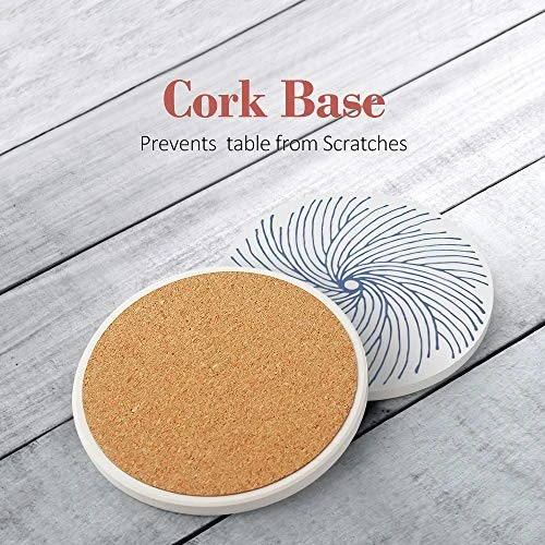 Absorbing Stone Coasters For Drinks Cork Base, With 2 Holder, For Housewarming, Apartment Kitchen Room Bar Decor, Suitable For Wooden Table, Set Of 16 (Blue) 8 Absorbing Stone Coasters For Drinks Cork Base, With 2 Holder, For Housewarming, Apartment Kitchen Room Bar Decor, Suitable For Wooden Table, Set Of 16 (Blue) - Image 6