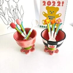 Ceramic Soup Spoons,Tulip Flowers Ceramic Coffee Spoon Heat-Resistant Tulip Shaped Espresso Stirring Tool Scoop Ceramic Dessert Spoon(Flower,Orange) -KitchenAid Shop 51H1N1eIWgL