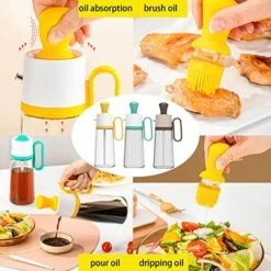 Cooking Glass Large Olive Oil Dispenser Bottle For Kitchen With Brush Pour Brush Squeeze Oil 3 In 1 Silicone Dropper Measuring Oil Dispenser For Cooking Fry Baking BBQ Mother's Day Gift (Brown) -KitchenAid Shop 51H5TlQ6SYL