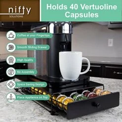 Nifty Vertuoline Rolling Coffee Pod Drawer – Satin Black Finish, 40 Pod Capsule Holder, Compact Under Coffee Pot Storage, Office Or Home Kitchen Counter Organizer -KitchenAid Shop 51H8dzbVXnL