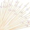200 Pack Cocktail Picks For Appetizers 4.7 Inch Fruit Sticks Pearl Fancy Bamboo Toothpicks For Party Birthday Wedding Supplies