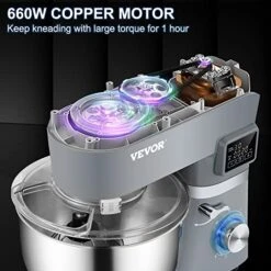 Stand Mixer, 660W Electric Dough Mixer With 6 Speeds LCD Screen Timing, Tilt-Head Food Mixer With 5.8 Qt Stainless Steel Bowl, Dough Hook, Flat Beater, Whisk, Scraper, Splash-Proof Cover - Gray -KitchenAid Shop 51HIP6rKfYL