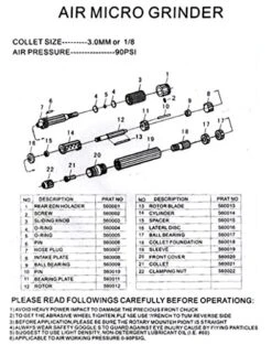 Pencil Grinder Air Tool 1/8-Inch Air Micro Grinder, Pneumatic Micro Air Pencil Polishing Tool Kit 70000 RPM -KitchenAid Shop 51HIT8IgHQL