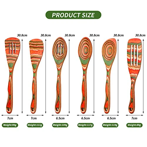 Wooden Spoons For Cooking, WOSPONFAN Kitchen Utensils Set, Pakkawood Kitchen Cooking Utensils Set, Apartment Essentials Wood Serving Spatula Spoon, Salad Tongs, Home & Kitchen Gift For Women 4 Wooden Spoons For Cooking, WOSPONFAN Kitchen Utensils Set, Pakkawood Kitchen Cooking Utensils Set, Apartment Essentials Wood Serving Spatula Spoon, Salad Tongs, Home & Kitchen Gift For Women - Image 2