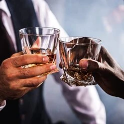 Whiskey Rocks Glass, Set Of 4 (2 Crystal Bourbon Glasses, 2 Round Big Ice Ball Molds) In Gift Box - 11 Oz Old Fashioned Glasses For Scotch Cocktail Rum Cognac Vodka Liquor, Unique Gifts For Men -KitchenAid Shop 51HJhVuDrKS