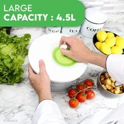 K BASIX Large Salad Spinner & Vegetable Spinner 4.5 Easy Water Drain System & Compact Storage, Secure Lid Lock & Rotary Handle, Lettuce Spinner & Salad Sling, Salad Dryer, Spinning Colander Chopper -KitchenAid Shop 51HN9YmcT7L