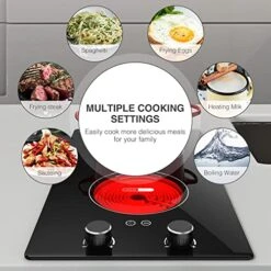 Electric Cooktop,110V Electric Stove Top With Knob Control, 9 Power Levels, Kids Lock & Timer, Hot Surface Indicator, Overheat Protection,12 Inch Built-in Radiant Double Induction Cooktop -KitchenAid Shop 51HNm9IbpCL