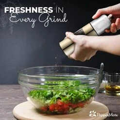 Mate Salt And Pepper Grinder - Easily Refillable Stainless Steel Pepper Mill Grinder With Real Marble Finish Top, Ceramic Blades, Adjustable Coarseness (White) -KitchenAid Shop 51HPuXoJR2L