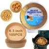 Ir Fryer Disposable Paper Liner,Air Fryer Liners,100PCS 6.3 Inch Air Fryer Paper Liners, Non-Stick Air Fryer Parchment Liners,Waterproof,Oil Resistant, Food Grade Baking Paper For Air Fryer -KitchenAid Shop 51HSLSdSyuL