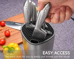 Universal Knife Block Holder, Stainless Steel Knife Stand Without Knives, Safe Space Saver Large Volume Stable Knife Storage With Scissors Slot, Detachable For Easy Cleaning - Square -KitchenAid Shop 51HYLtMsA0L