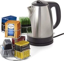 Nifty Tea Bag Spinning Carousel – 6 Compartments, Up To 60 Tea Bags Storage, Spins 360-Degrees, Lazy Susan Platform, Modern Chrome Design, Home Or Office Kitchen Counter Organizer -KitchenAid Shop 51HZ2bfSNKL