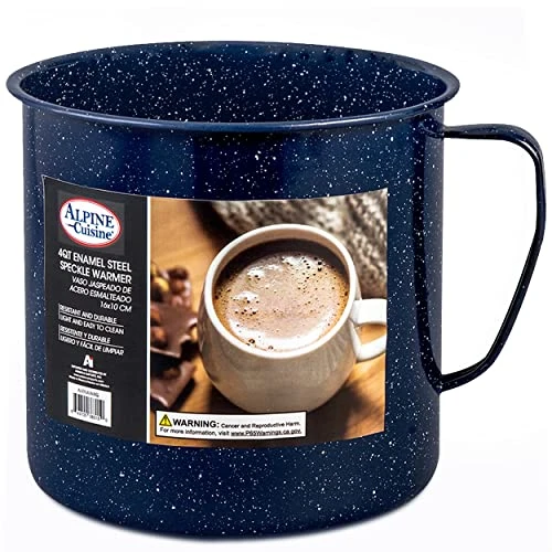 Enamel Steel Handled Pot And Large Capacity Coffee Warmer 4 Quart - Dark Blue Speckle Camping Pot And Mug, Coffee Warmer For Coffee, Tea, Cappuccino 4 Enamel Steel Handled Pot And Large Capacity Coffee Warmer 4 Quart - Dark Blue Speckle Camping Pot And Mug, Coffee Warmer For Coffee, Tea, Cappuccino - Image 2