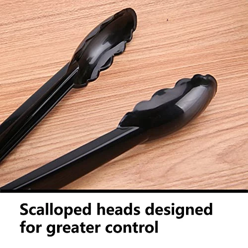 24 Pieces Plastic Serving Tongs For Kitchen, Disposable Utensils Set, 9 Inch Heavy Duty Scalloped Salad Tongs, Food Safe Material, Perfect For Buffets And BBQ, Black 5 24 Pieces Plastic Serving Tongs For Kitchen, Disposable Utensils Set, 9 Inch Heavy Duty Scalloped Salad Tongs, Food Safe Material, Perfect For Buffets And BBQ, Black - Image 3