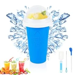 Slushie Maker Cup - TIK TOK Quick Frozen Magic Cup, Double Layers Slushie Cup, DIY Homemade Squeeze Icy Cup, Fasting Cooling Make And Serve Slushy Cup For Milk Shake, Smoothies, Slushies - Blue